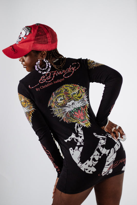 Black Long Sleeve Ed Hardy Dress