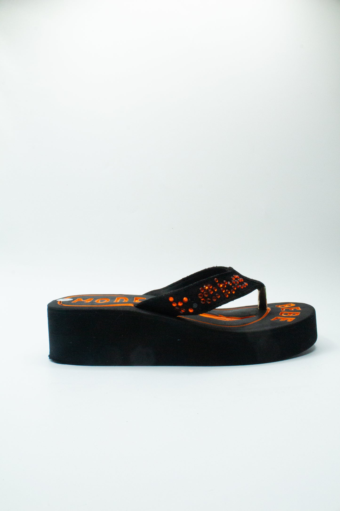 Bebe Sport Black and Orange Platform Flip-Flops