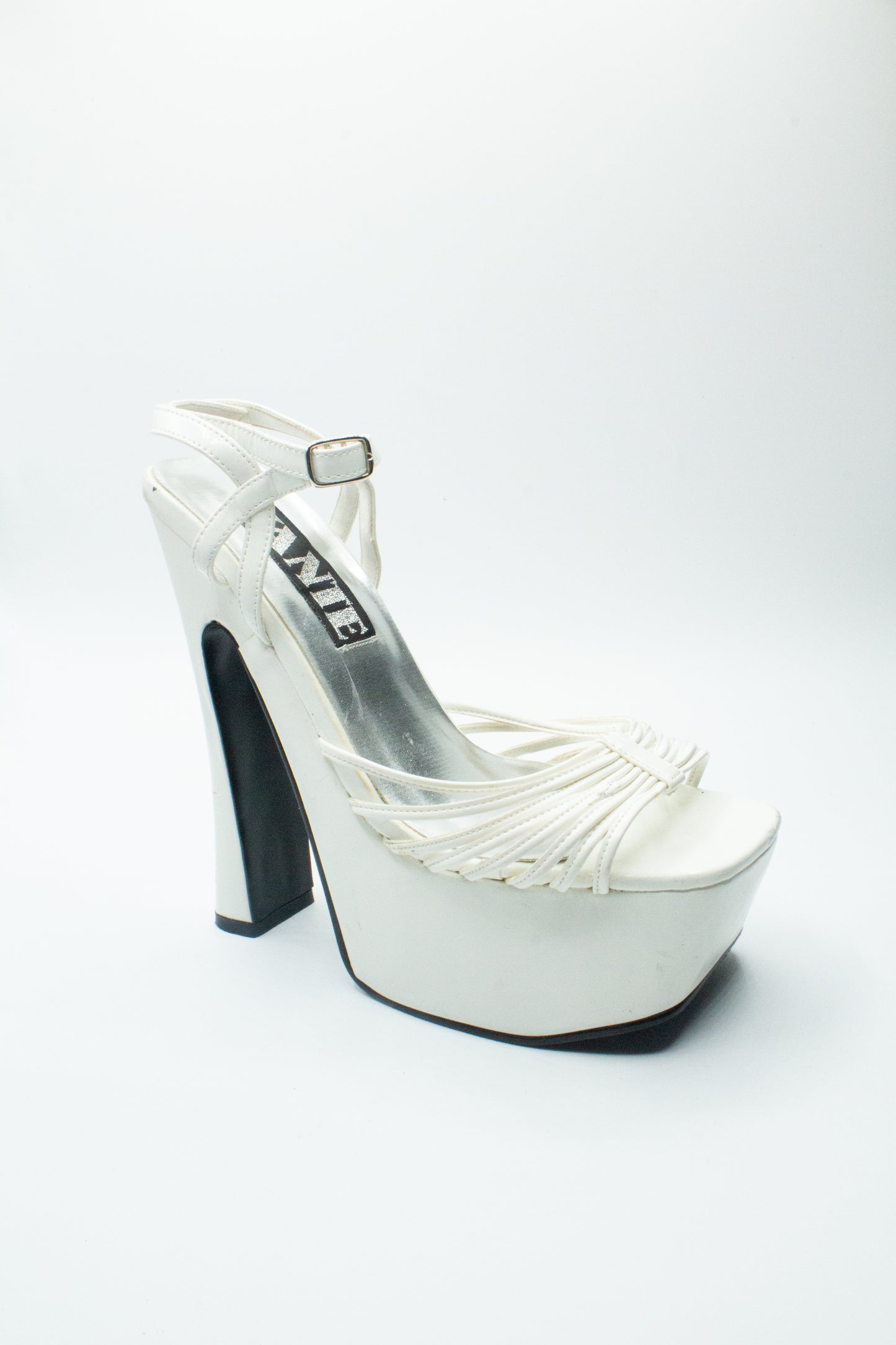 Vintage 2000's White Leather Platform Sandals