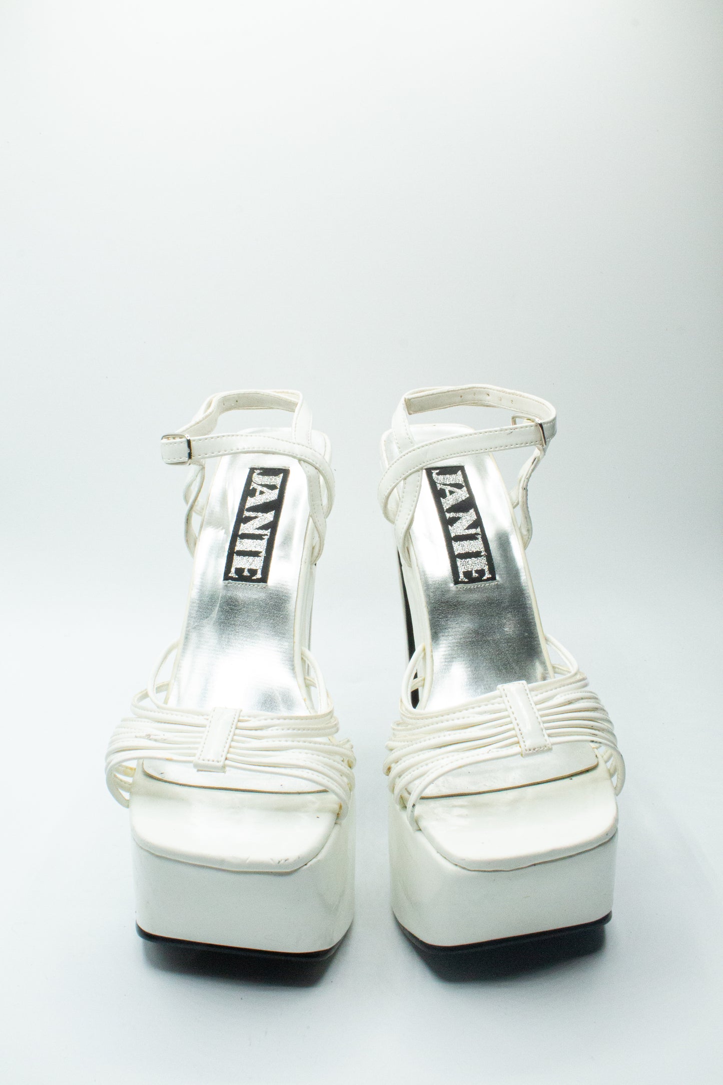 Vintage 2000's White Leather Platform Sandals
